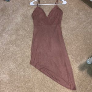 Pink suede asymmetrical dress